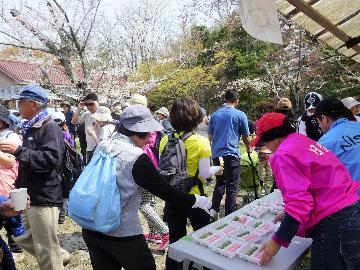 大安寺で花見団子とお茶のおもてなし