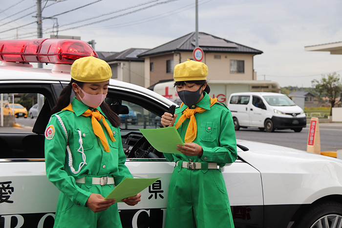 通学路上でも呼び掛けました