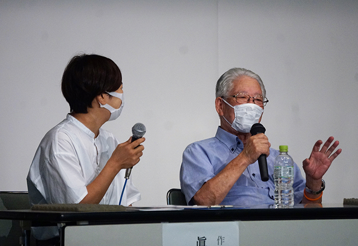 希望大使の内田豊蔵さん(右)と対談の眞智さおりさん(左)