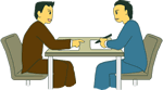男性が消費生活センターで相談をしているイラスト