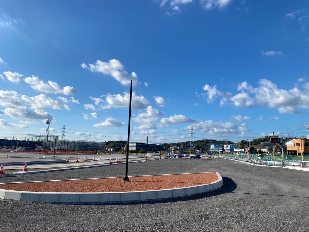 道の駅大型車駐車場エリア路盤工完了写真