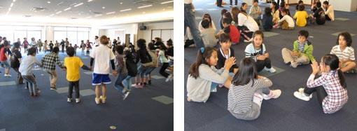 子ども大学で子供たちがレクレーションをしている写真
