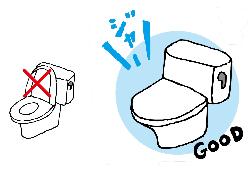 トイレのふたは閉めて流す