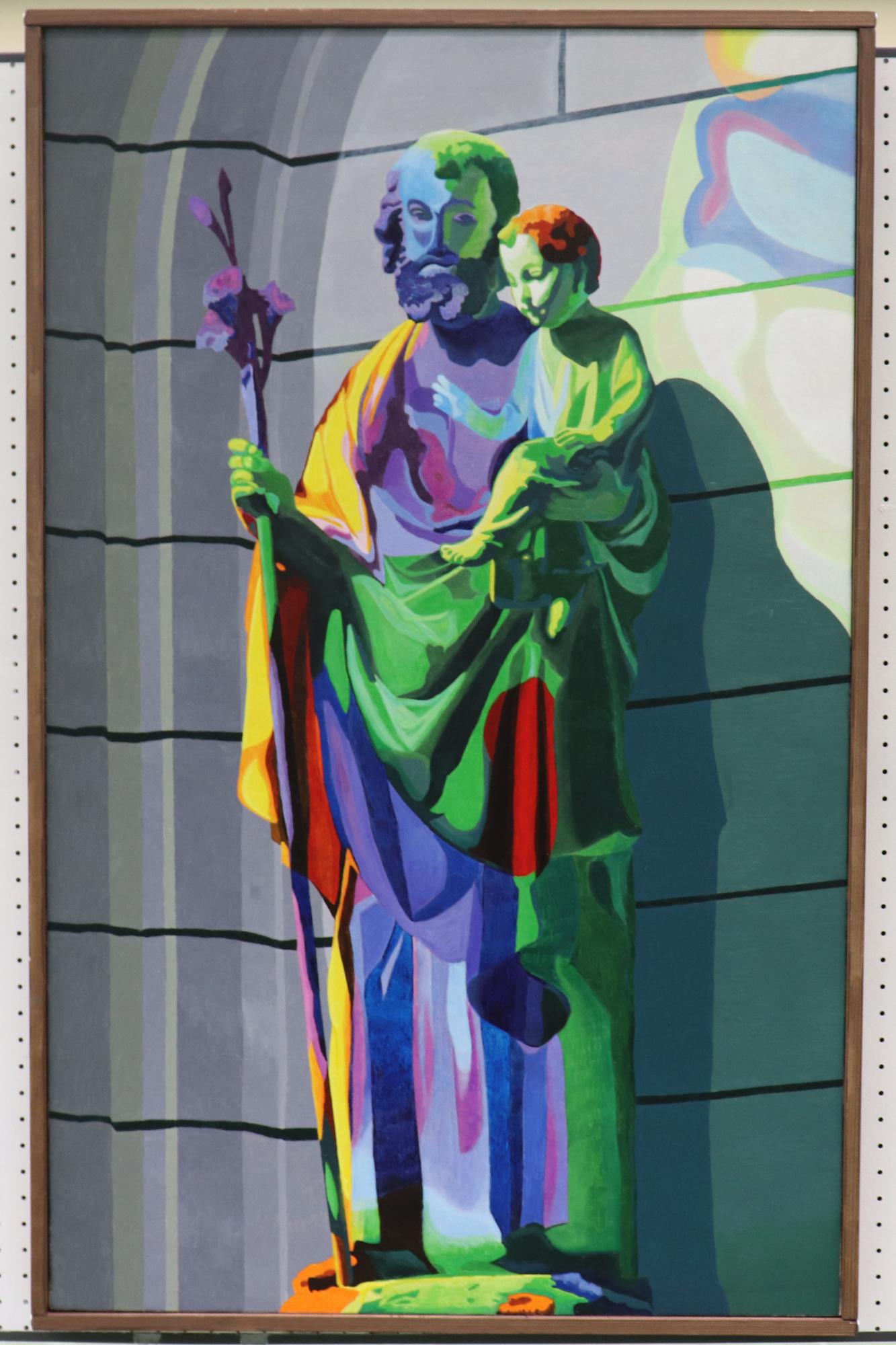 明治村のイエス像を描いた西川勝正さんの「ステンドグラスの奇跡」