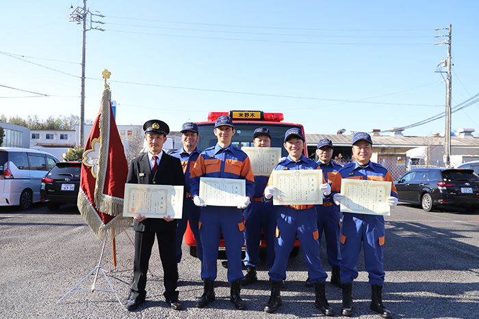 愛知県消防操法大会小型ポンプ操法の部で準優勝した米野木分団の皆さん
