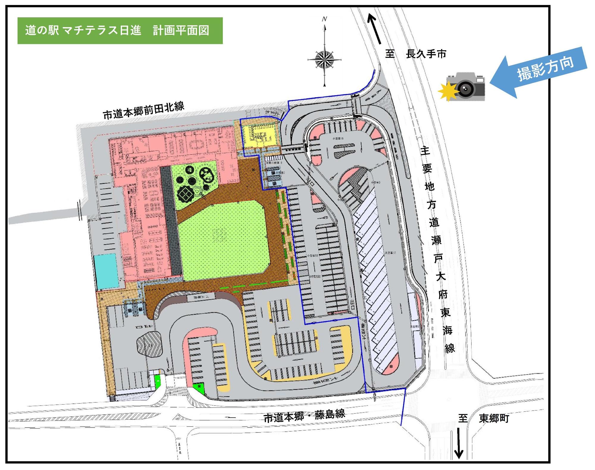 尾三消防本部からみた道の駅定点撮影平面図