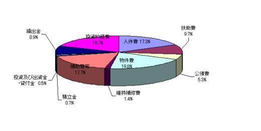 一般会計性質別決算額の円グラフ
