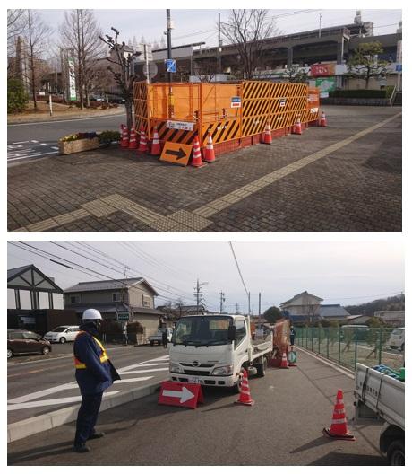 バス停設置工事現場(上段)日進駅(下段)おりど病院の写真