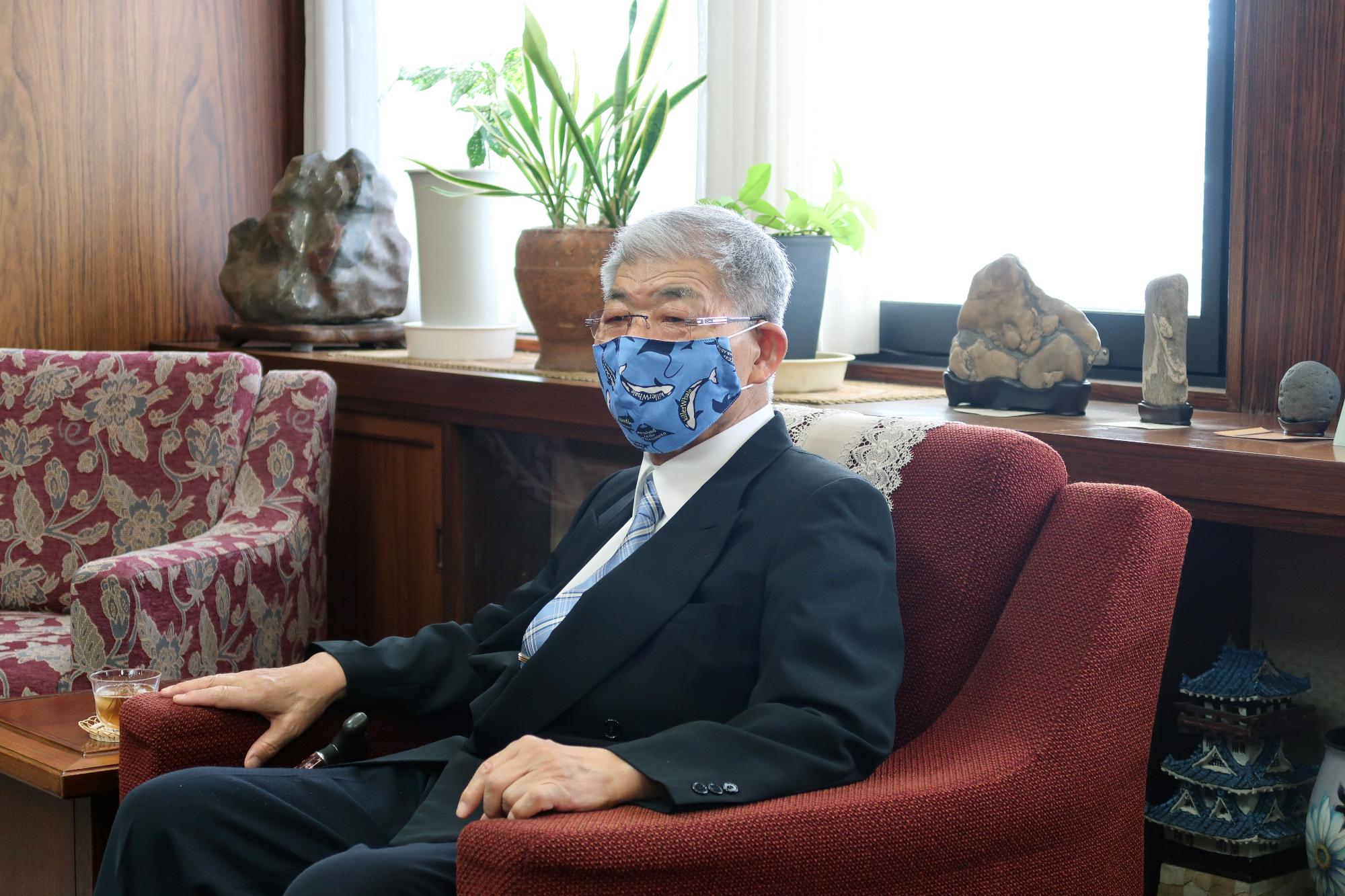 愛知県知事感謝状を受賞され、表敬訪問した矢田元彦さん