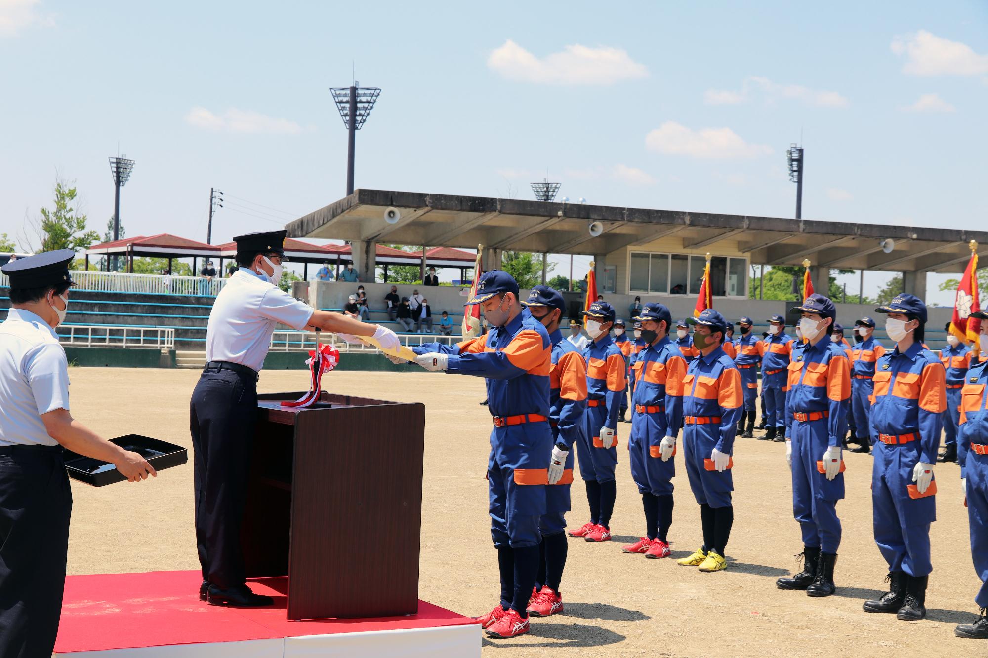 第27回日進市消防操法大会閉会式の様子