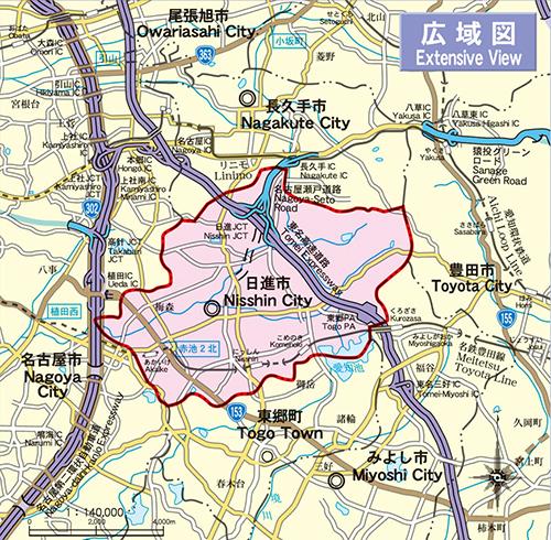 日進市周辺広域地図