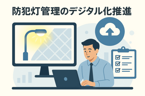 防犯灯管理をデジタルで実施している男性職員